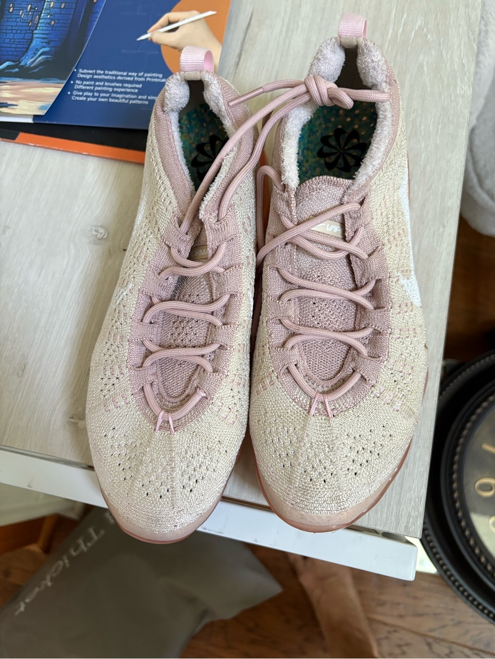 Vans Women's Pink & Cream Knit Slip-On Sneakers